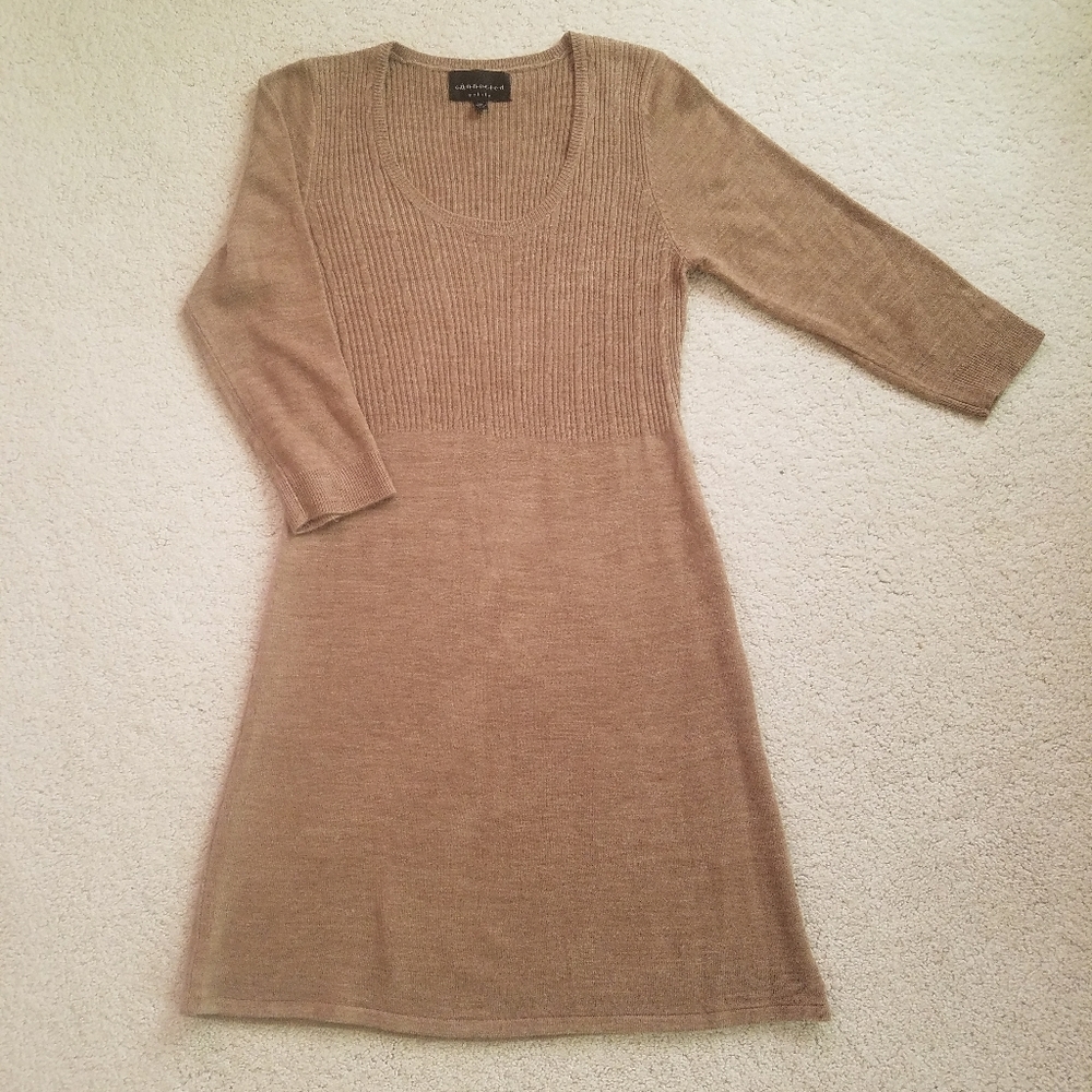 NWOT: Long Sleeve Caramel Knit Sweater Dress SZ: L